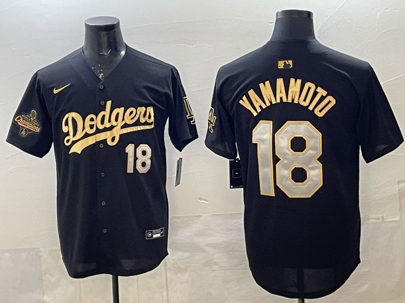 Men 2026 Nike Los Angeles Dodgers #18 Yamamoto Black Game MLB Jersey 028